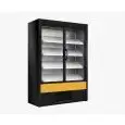 SELF-SERVICE REFRIGERATED WALL DISPLAY VENTILATED REFRIGERATION - TEMPERATURE °C +0/+2 - FOR BEVERAGES, DAIRY PRODUCTS, PRE-PACKAGED PRODUCTS - MOD. OLIMPO OM W - WITH HINGED DOORS - THREE TILTING SHELVES