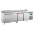 REFRIGERATED COUNTER WITH UPSTAND - STAINLESS STEEL - FOR PASTRY - MOD. PA 4200 - N. 4 DOORS - Ventilated cooling - CAPACITY Lt. 750 - Temperature 0° / +8° C - DIM. Cm L 248 x D 80 x H 95 - CE APPROVED