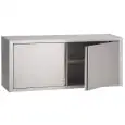 Stainless steel wall shelf unit - door - smooth stainless steel shelf - smooth middle shelf