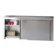 Stainless steel wall shelf unit - n.2 sliding doors - dish drainer - n.1 perforated middle shelf