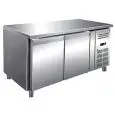 REFRIGERATED TABLE - AISI 304 STAINLESS STEEL - PASTRY-SPECIFIC - VENTILATED COOLING - Mod. RVZ2100TN - N. 2 DOORS - CAPACITY Lt 428 - TEMPERATURE -2°/+8°C - Dim. cm. L 151 x D 80 x h 86 - CE approved