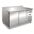 REFRIGERATED TABLE WITH UPSTAND - AISI 304 STAINLESS STEEL - PASTRY-SPECIFIC - VENTILATED COOLING - Mod. RVZ2200TN - N. 2 DOORS - CAPACITY Lt 428 - TEMPERATURE -2°/+8°C - Dim. cm. L 151 x D 80 x h 96 - CE approved