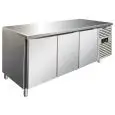 REFRIGERATED TABLE - AISI 304 STAINLESS STEEL - PASTRY-SPECIFIC - VENTILATED COOLING - Mod PXF3100TN - N 3 DOORS - CAPACITY Lt 635 - TEMPERATURE +2°/+8°C - Dim cm L 202 x D 80 x h 86