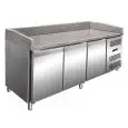REFRIGERATED PIZZA COUNTER - STAINLESS STEEL - SUITABLE FOR PIZZA CONTAINERS cm 60x40 - VENTILATED COOLING - Mod PZ3600TN - N 3 DOORS - TEMPERATURE +2°/+8°C - Dim Cm L 202 x D 80 X h 100