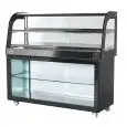 HEATED DISPLAY STAND - MOD. BAVC - CURVED GLASS - OPEN BOTTOM COMPARTMENT - STAINLESS STEEL FRAME - TEMPERATURE °C +30 /+ 90  - THERMOSTATIC TEMPERATURE CONTROL - LIGHTING - SINGLE PHASE 240V - EC STANDARDS