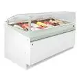 ICE CREAM DISPLAY COUNTER WITHOUT STORAGE - FINISHING PANELS NOT INCLUDED - Mod SAM80 VBD H 1200 - LOW FLAT GLASS FRONT - VENTILATED COOLING - V 230/50HZ SINGLE PHASE - BUILT-IN CONDENSING UNIT - HEIGHT cm 120