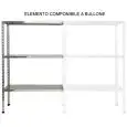 Stainless steel bolt-on shelf - Modular unit (non self-supporting, must be assembled with base unit) - Height cm 150 - 3 smooth shelves thickness cm 2,5 grade 8/10 stainless steel - complete with bolts and plastic feet - safety edges - shiny finish