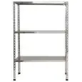 Stainless steel bolt-on shelf - Base unit (self-supporting) - Height cm 150 - 3 smooth shelves thickness cm 2,5 grade 8/10 stainless steel - complete with bolts and plastic feet - safety edges - shiny finish