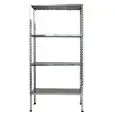 Stainless steel bolt-on shelf - Base unit (self-supporting) - Height cm 180 - 4 perforated shelves thicness cm 2,5 grade 8/10 stainless steel - complete with bolts and plastic feet - safety edges - shiny finish