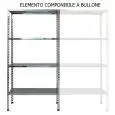 Stainless steel bolt-on shelf - Modular unit (non self-supporting, must be assembled with base unit) - Height cm 200 - 4 smooth shelves thickness cm 2,5 grade 8/10 stainless steel - complete with bolts and plastic feet - safety edges - shiny finish