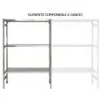 Stainless steel hook-on shelf - Modular unit (non self-supporting, must be assembled with base unit) - Height cm 150 - 3 perforated shelves thickness cm 2,5 grade 8/10 stainless steel - complete with support beam and plastic feet - safety edges - shiny fi