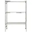Stainless steel hook-on shelf - Base unit (self-supporting) - Height cm 150 - 3 smooth shelves thickness cm 2,5 grade 8/10 stainless steel - complete with support beam and plastic feet - safety edges - shiny finish