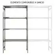 Stainless steel hook-on shelf - Modular unit (non self-supporting, must be assembled with base unit) - Height cm 180 - 4 perforated shelved thickness cm 2,5 grade 8/10 stainless steel - complete with support beam and plastic feet - safety edges - shiny fi