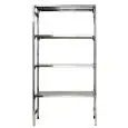Stainless steel hook-on shelf - Base unit (self-supporting) - Height cm 200 - 4 smooth shelves thickness cm 2,5 grade 8/10 stainless steel - colmplete with support beam and plastic feet - safety edges - shiny finish
