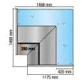 Refrigerated display panel 90° AA corner (open) with straight glass - Ductable - Power W 470 - Exhibition area mq 1,54 - Dimensions cm L 146,8 x D 117,5 x H 120