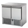 REFRIGERATED SALADETTE AND COUNTER - Mod. SLV02NX - VENTILATED COOLING - GASTRONORM 1/1 (cm 53x32,5) - STAINLESS STEEL COUNTERTOP - N. 2 REFRIGERATED DOORS - TEMPERATURE +4°/+6°C - Dimensions cm L 90,4 x D 70 x H 88 - EC standards