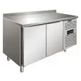 REFRIGERATED TABLE WITH UPSTAND - AISI 304 STAINLESS STEEL - VENTILATED COOLING - Mod SNACK 2200 BTF - N 2 DOORS - CAPACITY Lt 260,3 - TEMPERATURE -18°/-22°C - Dim cm L 136 x D 60 x h 96