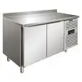 REFRIGERATED TABLE WITH UPSTAND - AISI 304 STAINLESS STEEL - VENTILATED COOLING - Mod SNACK 2200 TNF - N 2 DOORS - CAPACITY Lt 260,3 - TEMPERATURE -2°/+8°C - Dim cm L 136 x D 60 x h 96