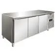 REFRIGERATED TABLE - AISI 304 STAINLESS STEEL - VENTILATED COOLING - Mod SNACK 3100 TNF - N 3 DOORS - CAPACITY Lt 386 - TEMPERATURE -2°/+8°C - Dim cm L 179,5 x D 60 x h 86