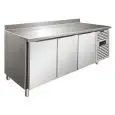 REFRIGERATED TABLE WITH UPSTAND - AISI 304 STAINLESS STEEL - VENTILATED COOLING - Mod SNACK 3200 BTF - N 3 DOORS - CAPACITY Lt 386 - TEMPERATURE -18°/-22°C - Dim cm L 179,5 x D 60 x h 96