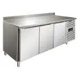 REFRIGERATED TABLE WITH UPSTAND - AISI 304 STAINLESS STEEL - VENTILATED COOLING - Mod SNACK 3200 TNF - N 3 DOORS - CAPACITY Lt 386 - TEMPERATURE -2°/+8°C - Dim cm L 179,5 x D 60 x h 96