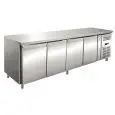 REFRIGERATED TABLE - AISI 304 STAINLESS STEEL  - VENTILATED - Mod UOCEM4100TN - 4 DOORS - CAPACITY 511 lt - TEMPERATURE -2°/+8°C - Dimensions cm L 223 x D 60 x H 86 - CE Standard