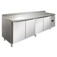 REFRIGERATED TABLE WITH UPSTAND - AISI 304 STAINLESS STEEL - VENTILATED COOLING - Mod SNACK 4200 BTF - N 4 DOORS - CAPACITY Lt 511 - TEMPERATURE -18°/-22°C - Dim cm L 223 x D 60 x h 96
