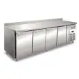 REFRIGERATED TABLE WITH UPSTAND - AISI 304 STAINLESS STEEL - VENTILATED - Mod UOCEM4200BT - 4 DOORS - CAPACITY 511 lt - TEMPERATURE -10°/-20°C - Dimensions cm L 223 x D 60 x H 96 - CE Standard