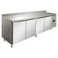 REFRIGERATED TABLE WITH UPSTAND - AISI 304 STAINLESS STEEL - VENTILATED COOLING - Mod SNACK 4200 TNF - N 4 DOORS - CAPACITY Lt 511 - TEMPERATURE -2°/+8°C - Dim cm L 223 x D 60 x h 96