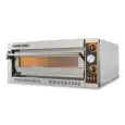 ELECTRIC PIZZA OVEN - Mod. TECMASTER 9 - Single deck oven - Firebrick oven base or firebrick oven top and base - Low power consumption - Chamber dimensions cm L 108 x D 108 x h 14 - N. Pizzas 9 (Ø cm 36) - N. 3 Pans 60x40cm - Power 13 Kw - Three phase -