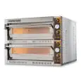 ELECTRIC PIZZA OVEN - Mod. TECMASTER 99  - Twin deck oven - Firebrick oven base or firebrick oven top and base - Low power consumption - Chamber dimensions cm L 108 x D 108 x h 14 - N. Pizzas 9 + 9 (Ø cm 36) - N. 6 Pans 60x40cm - N. 1 Pan 60x40cm - Power 