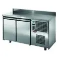 REFRIGERATED COUNTER WITH UPSTAND - STAINLESS STEEL AISI 304 - Mod. UG02M60AL - VENTILATED COOLING - N. 2 DOORS - TEMPERATURE 0°/+10°C - Dimensions cm. L 146 x D 60 x H 95/102 - EC standards