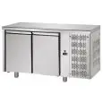 REFRIGERATED COUNTER - STAINLESS STEEL AISI 304 - VENTILATED COOLING - Mod. UG02MGN - GASTRONORM 1/1 - N. 2 DOORS - TEMPERATURE 0°/+10°C - Dimensions cm. L 142 x D 70 x H 85/92 - EC standards