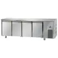 REFRIGERATED COUNTER - STAINLESS STEEL AISI 304 LT - VENTILATED COOLING - Mod. UG04MBT - GASTRONORM 1/1 - N. 4 DOORS - TEMPERATURE -18°/-22°C - Dimensions cm L 232 x D 71,5 x H 85/92 - EC standards