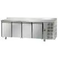 REFRIGERATED COUNTER WITH UPSTAND - STAINLESS STEEL AISI 304 - VENTILATED COOLING - Mod. UG04MGNAL - GASTRONORM 1/1 - N. 4 DOORS - NORMAL TEMPERATURE 0°/+10°C - Dimensions cm. L 232 x D 70 x H 95/102 - EC standards