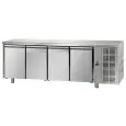 REFRIGERATED COUNTER - STAINLESS STEEL AISI 304 - VENTILATED COOLING - Mod. UG04MGN - GASTRONORM 1/1 - N. 4 DOORS - NORMAL TEMPERATURE 0°/+10°C - Dimensions cm. L 232 x D 70 x H 85/92 - EC standards