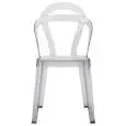 CHAIR TITI' - MOD. 2330 - POLYCARBONATE FRAME - NEOLIBERTY BACKREST - LIGHT AND BRIGHT - INDOOR/ OUTDOOR USE - SEAT COLOUR: SEE-THROUGH - STACKABLE - DIMENSIONS cm L 47 x D 54 x H 86 - EC STANDARDS