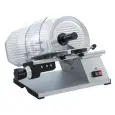 GRAVITY SLICER mod.TOP 250 - EC standards - RoHS - Non-stick chromed steel blade with special grooves Ø 250 - Useful cut mm 215 x 170 - Blade sharpener included