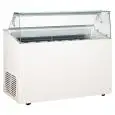 ICE CREAM COUNTER - MOD. TOP 7 - TEMPERATURE RANGE -15°/-20° C - CAPACITY Lt 293 - DIMENSIONS cm. L 135 x D 67,3 x h 117,5 - WEIGHT Kg. 99 - CE STANDARDS