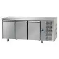 REFRIGERATED COUNTER - STAINLESS STEEL AISI 304 - FOR BAKERIES - TRAYS cm 60x40 - VENTILATED COOLING - Mod. UQ03M - N. 3 DOORS - TEMPERATURE 0°/+10°C - Dimensions cm. L 215 x D 80 x H 85/92 - EC standards
