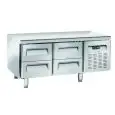 Refrigerated table - Stainless steel - Mod UGN 2140 - Ventilated cooling - 4 drawers - Capacity 181 L - Temperature -2°/+8°C - Dimensions L 136,7 x D 70 x H 65 cm