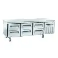 Refrigerated table - Stainless steel - Mod UGN 3160 - Ventilated cooling - 6 drawers - Capacity 268 L - Temperature -2°/+8°C - Dimensions L 180,3 x D 70 x H 65 cm