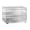 AMBIENT COUNTERTOP DISPLAY - MOD. VBN47 - Stainless steel construction - Transparent plexiglass side panels and hinged doors - N. 2 shelves