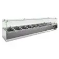 REFRIGERATED COUNTERTOP PREP UNIT - STAINLESS STEEL - STATIC COOLING - Mod RI Series 380 - GN 1/3 (cm 32,5 x 17,6) - FLAT GLASS (THIS UNIT CAN ALSO BE USED WITHOUT THE GLASS DISPLAY) - TEMPERATURE RANGE +2°/+8°C