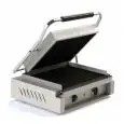 ELECTRIC PANINI GRILL - GLASS CERAMIC - Mod. VTR-ML - Single smooth plate - Cooking surface cm 37x30 - Power kW 2 - Single phase - Dimensions cm L 49 x D 46 x 19/59h - EC standards