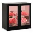 Refrigerated meat display cabinet model WALL MEAT 200 BLK, temperature -2°C / +10°C, gross capacity 195 Lt, external dimensions 900 x 565 x 852 mm.