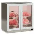 Refrigerated meat display cabinet model WALL MEAT 200 INOX, temperature -2°C / +10°C, gross capacity 195 Lt, external dimensions 900 x 565 x 852 mm.