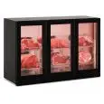 Refrigerated meat display cabinet model WALL MEAT 300 BLK, temperature -2°C / +10°C, gross capacity 280 Lt, external dimensions 1350 x 565 x 852 mm.