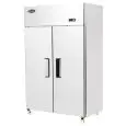 COMPACT UPRIGHT FRIDGE - STAINLESS STEEL - Mod. YBF9218GR - VENTILATED COOLING - CAPACITY LT 900 - N. 2 PORTE - TEMPERATURE -2°/+8°C - Dim. cm L 120 x D 73 x h 195,5 - CE APPROVED