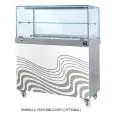HEATED DISPLAY STAND - MOD. BCVP - FLAT GLASS - CLOSED BOTTOM COMPARTMENT - STAINLESS STEEL FRAME - TEMPERATURE °C +30 /+ 90  - THERMOSTATIC TEMPERATURE CONTROL - LIGHTING - SINGLE PHASE 240V - EC STANDARDS